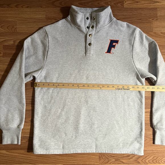 League Florida Gators Pullover Sweatshirt L Heather Gray Sueded Fleece UF Snap - Picture 4 of 9